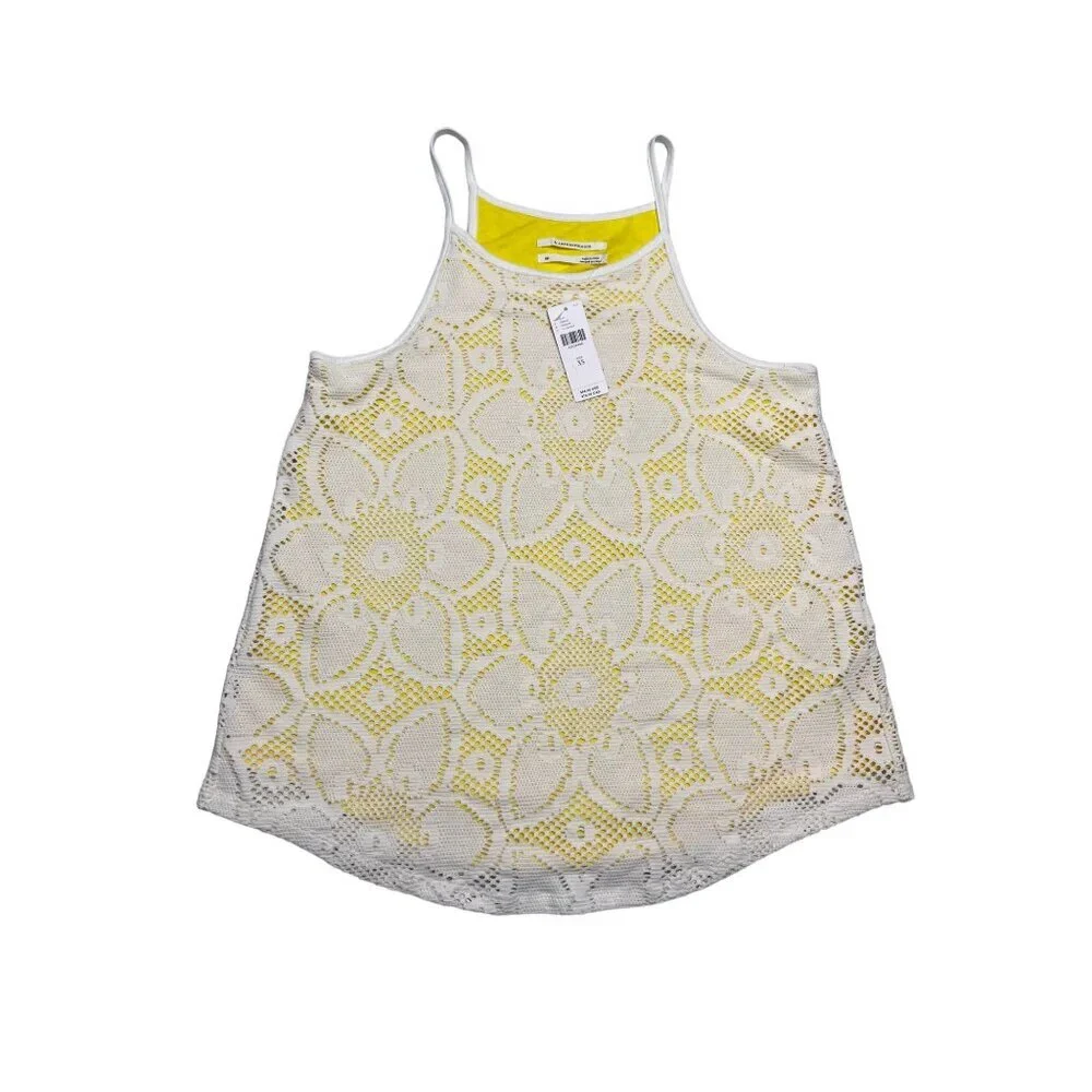 NWT Anthropologie Cosette Camisole Sunflower Crocheted Tank Top Yellow White-sz